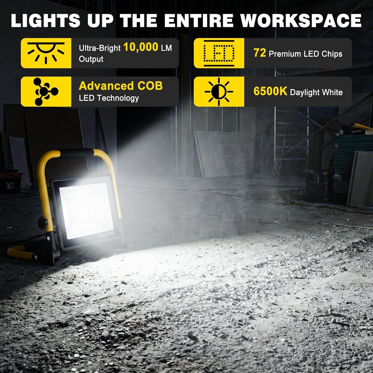 Luz trabajo LED portátil 72LED 6500K IP66
