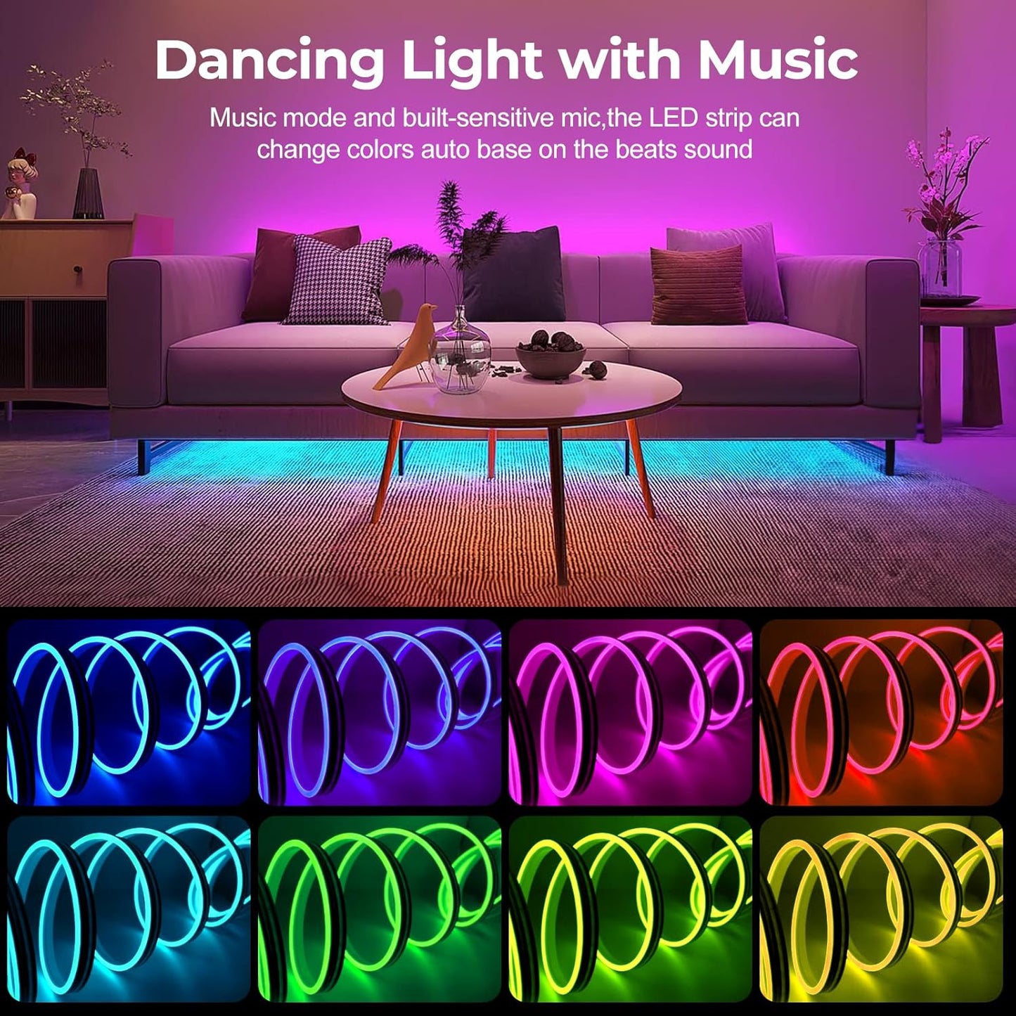 Tira LED Neón RGB 16.4pulg Control Remoto