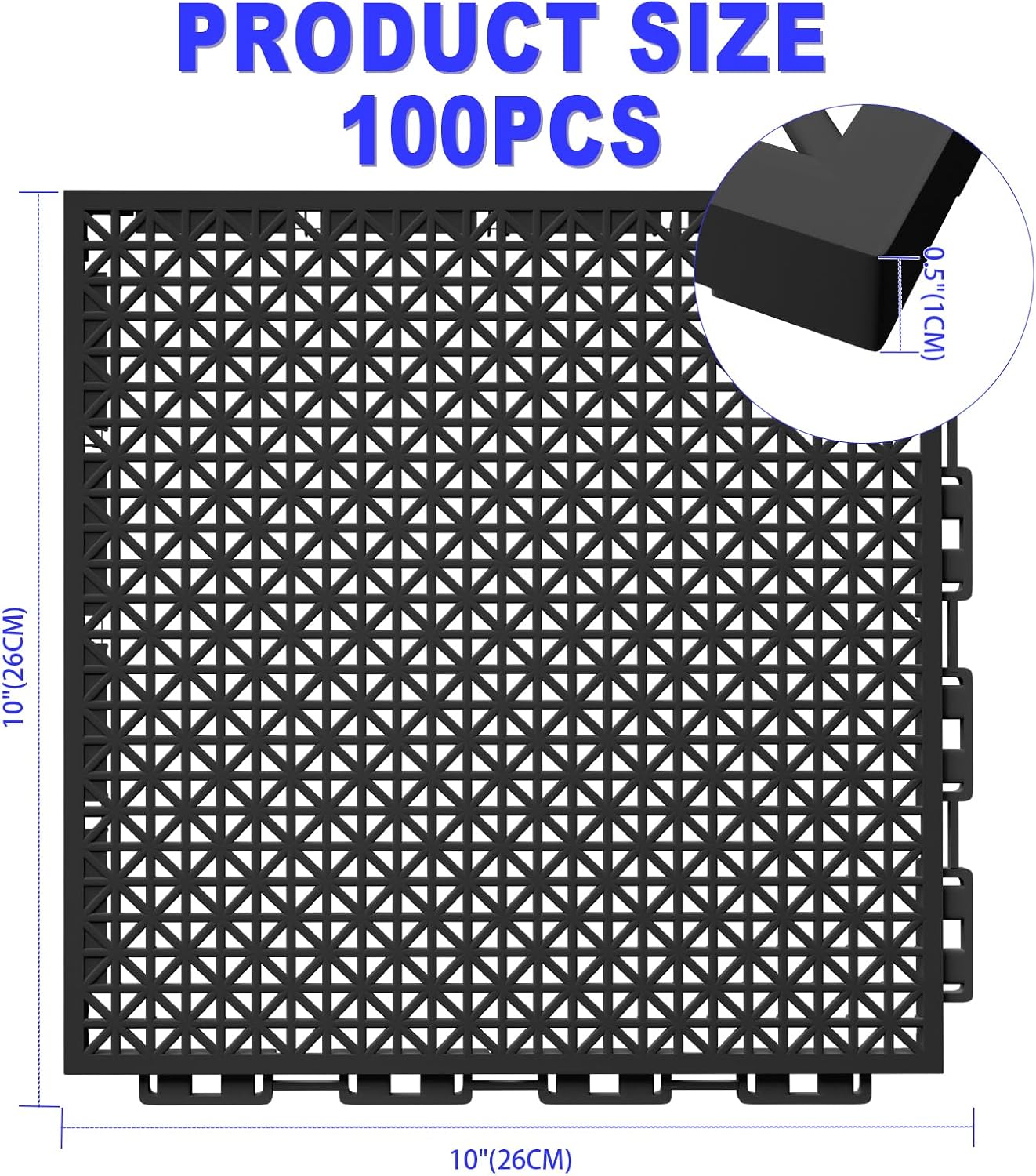 100 Cojines Antiderrap con Tapete Drenaje 10x10pulg