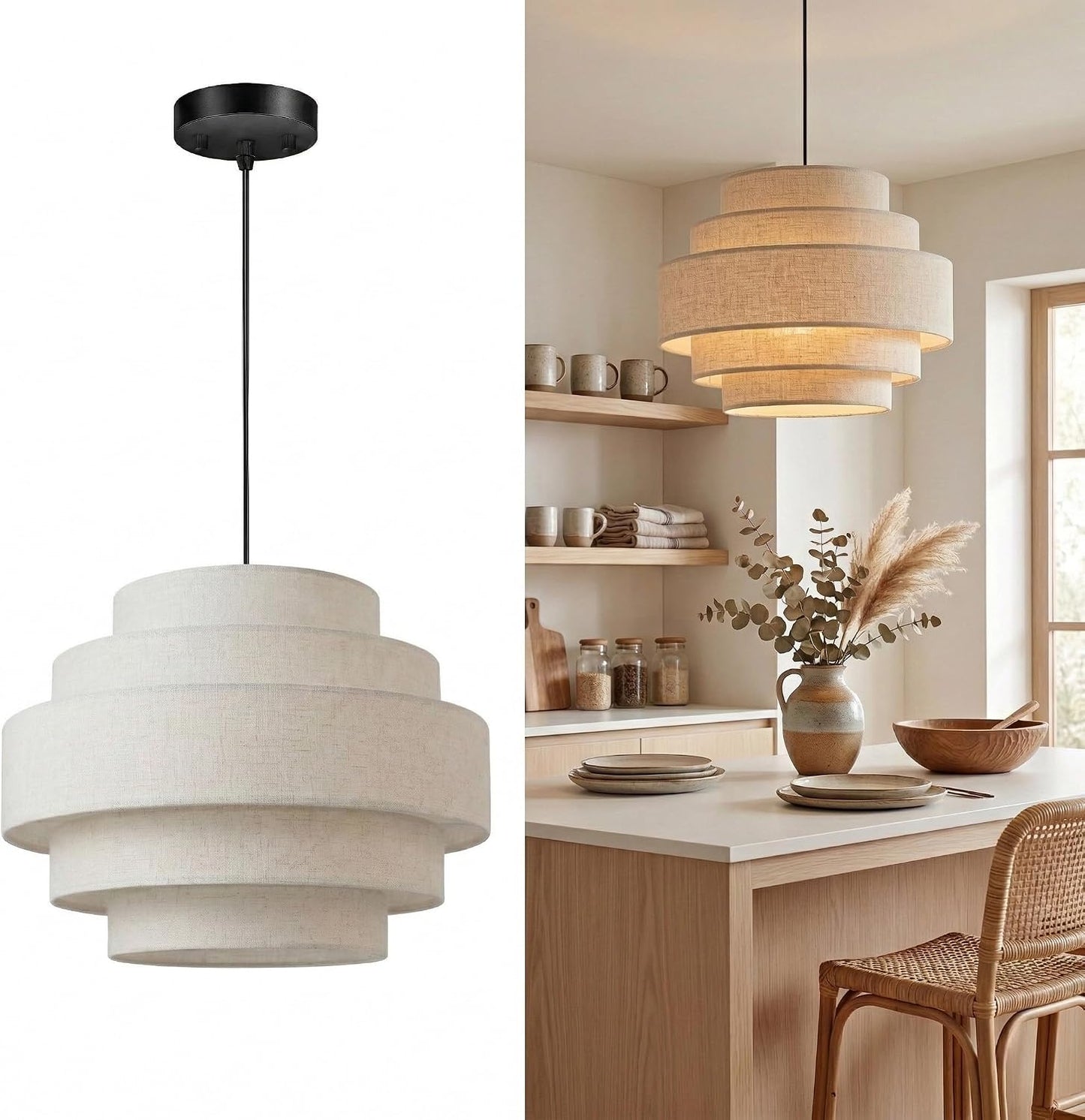 Candelabro 5 niveles colgante 13pulg lino dormitorio