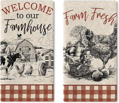 Juego de 2 paños de cocina con diseño de animales frescos