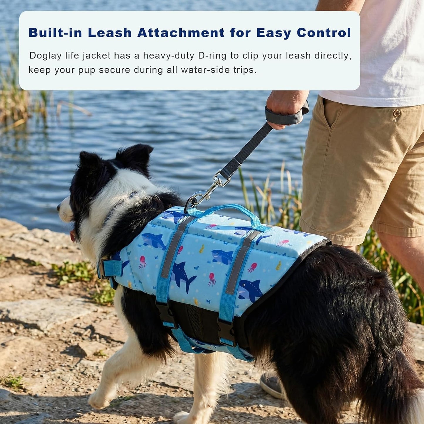 Chaleco salvavidas ajustable para perros con rayas reflectantes
