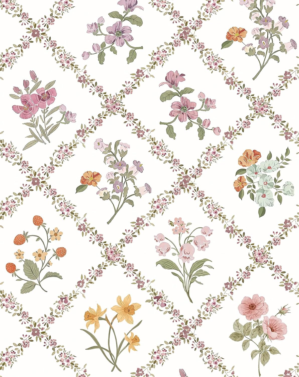Papel tapiz floral autoadhesivo 16.9x197pulg moderno bohemio