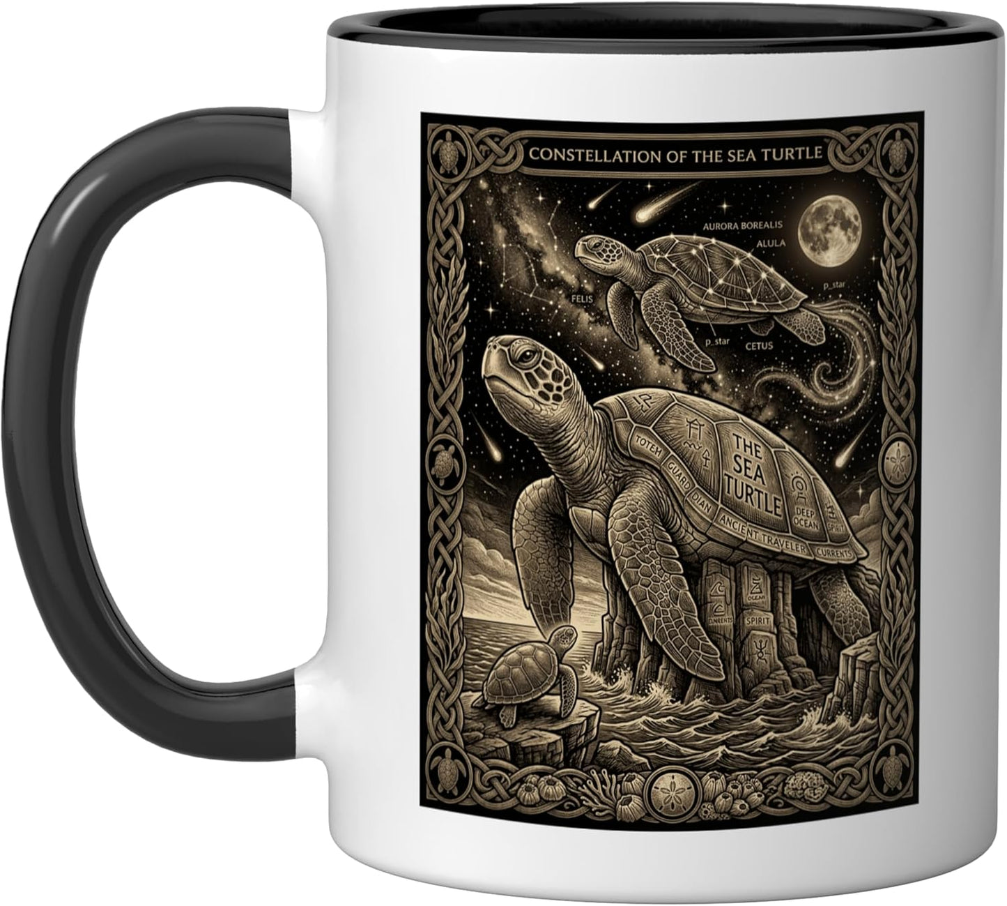 Taza Cerámica Tarot Tortuga Negra/Blanca
