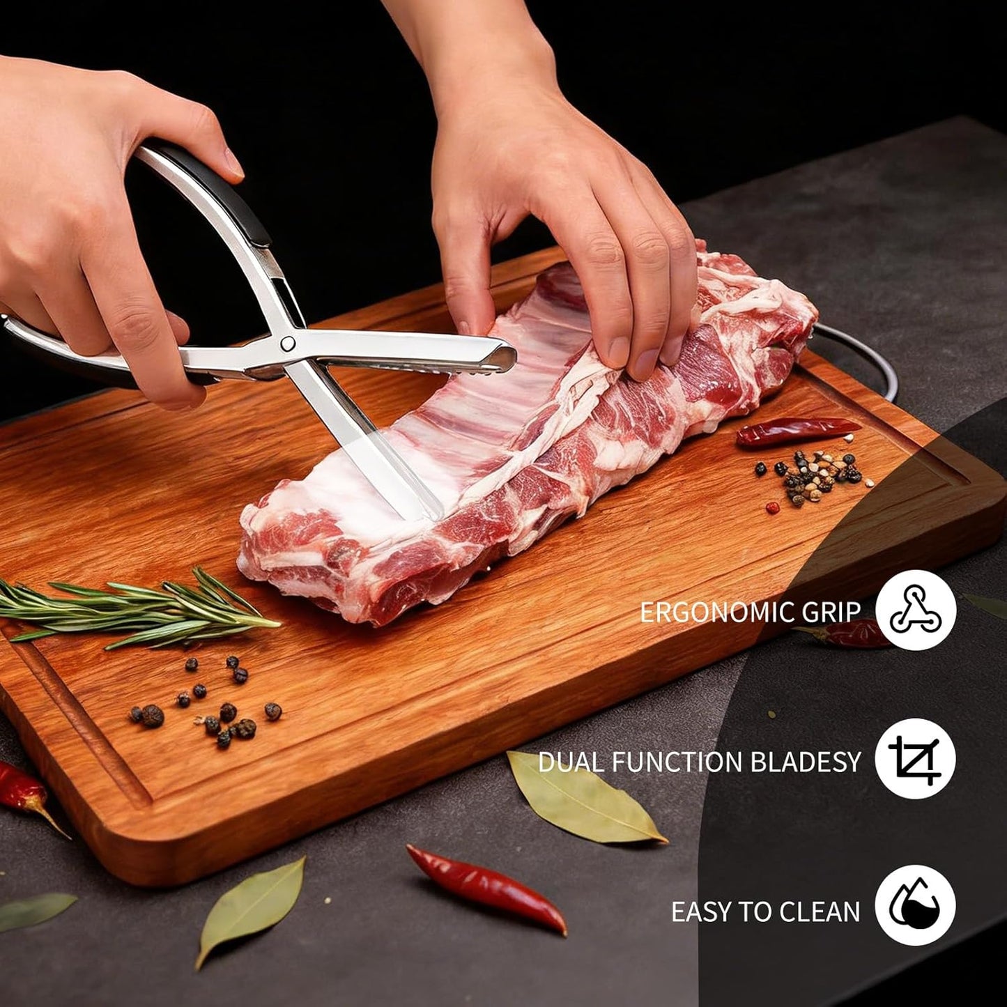 Herramienta de extracción de membrana de costilla de acero inoxidable con mango antideslizante