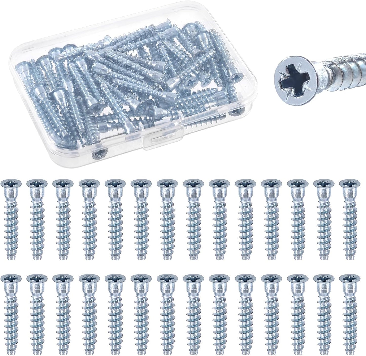 Kit 50 tornillos Pozi M7x1.575pulg acero carbono