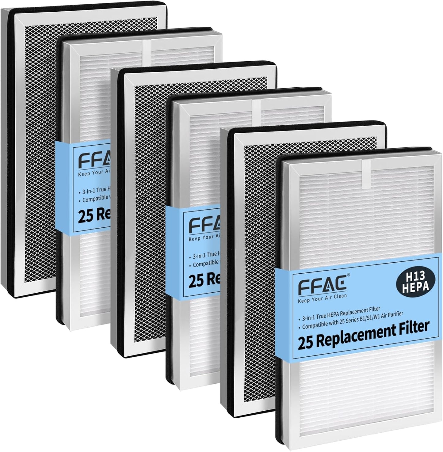 6 Filtros MA-25 comp para purificador aire H13 HEPA y carbón
