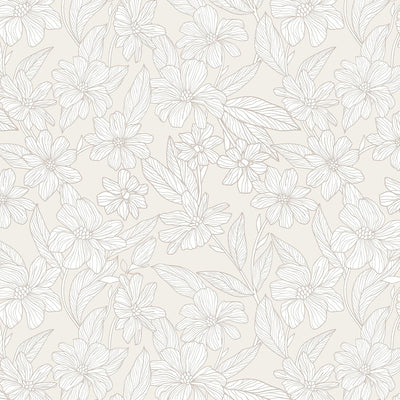 Papel tapiz autoadhesivo vintage flores beige 17.3x120pulg
