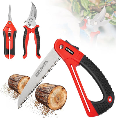 Set 3 Pzas Sierra Plegable Jardinería Acero Inox