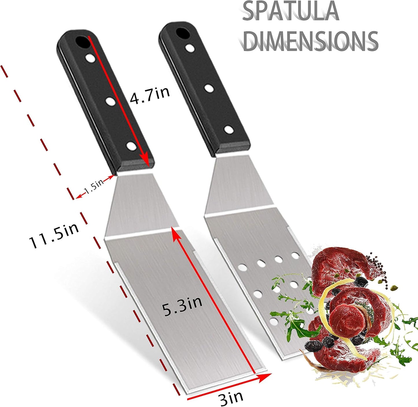 2 Pzas Espátulas Acero Inox para Plancha Panqueques