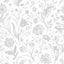 Papel Tapiz Floral Gris Extraíble para Dormitorio