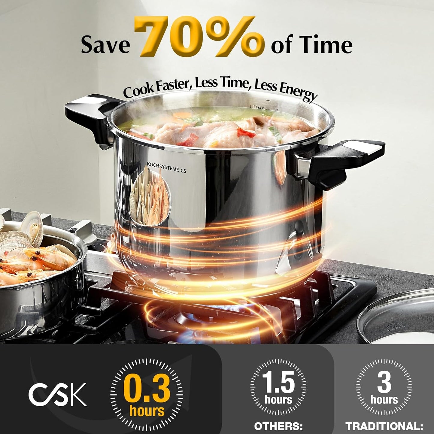 Olla a presion acero inox 8.5qt bloqueo una mano