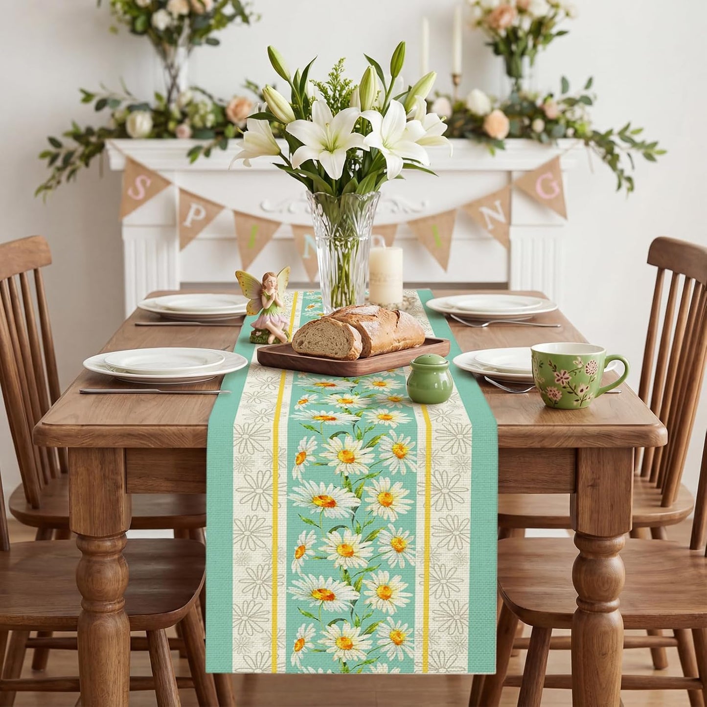 Camino mesa floral margaritas verano 13x72pulg