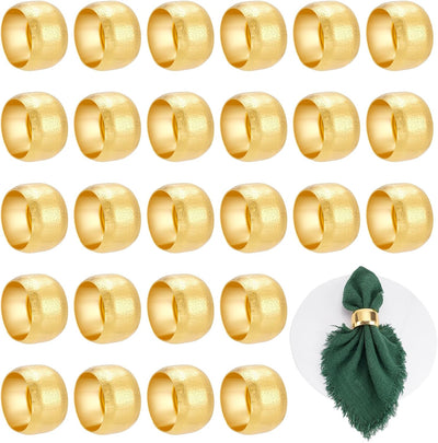 100 Servilleteros Redondos Tela Dorado para Mesa Boda Fiesta