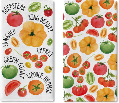 Juego de 2 paños de cocina con temática de verduras en acuarela