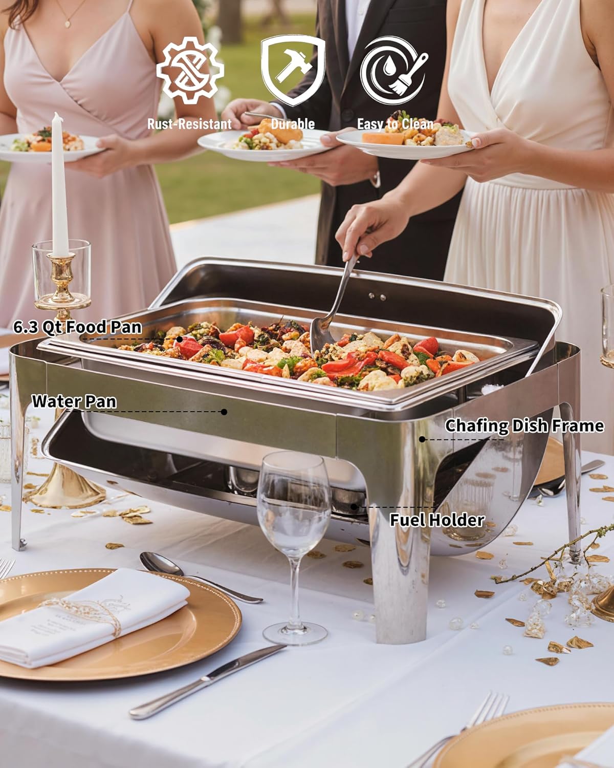 Chafer acero inox 9.5qt con tapa 90/180grados
