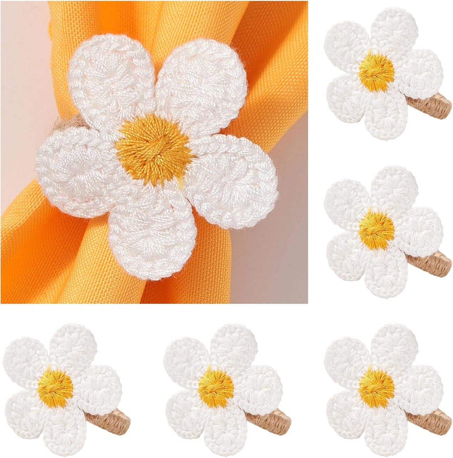Set 6 servilleteros florales blancos para Pascua boda cumpleaños