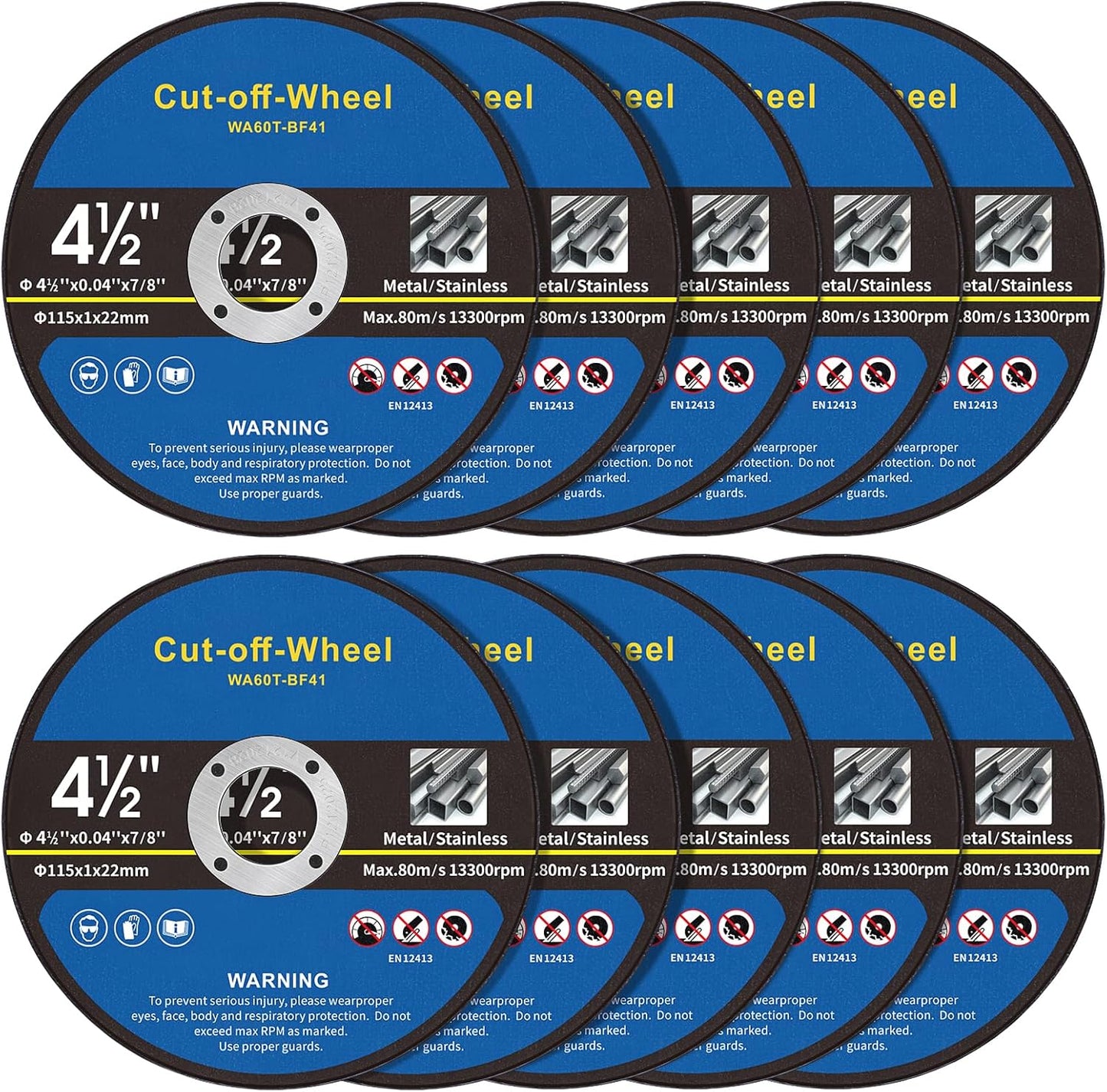 10 Ruedas Corte 4.5pulg para Metal Acero Inox