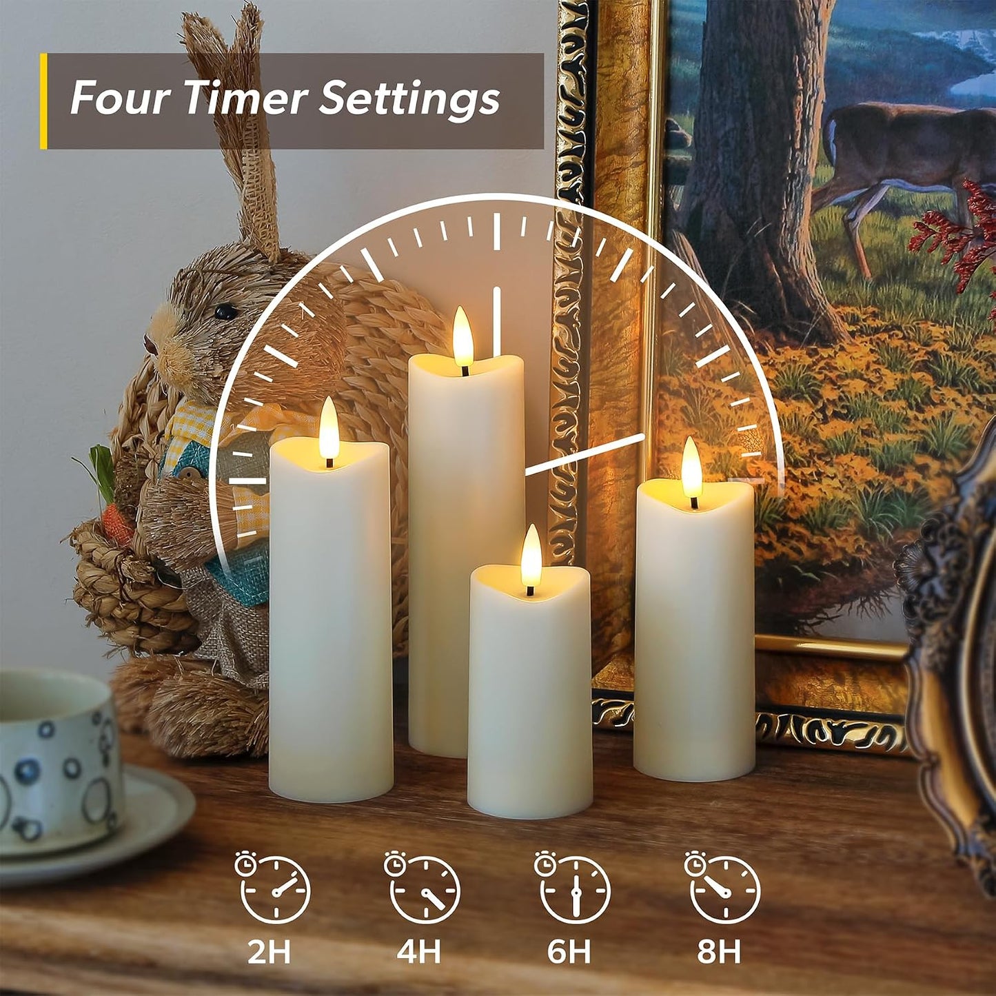 Velas pilar impermeables sin llama 2.2x4pulg con control remoto