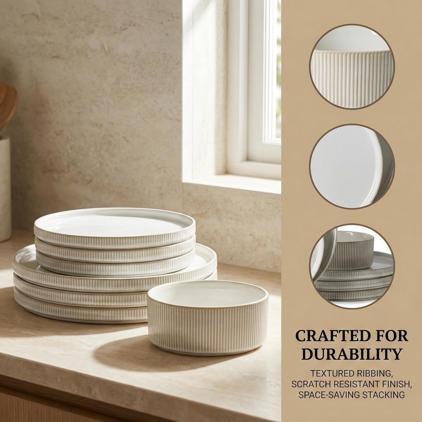 Set 4 Vajilla Cerámica 12 Pzas Platos Cuencos