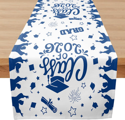 Camino de mesa de graduacion clase 2026 decoracion azul