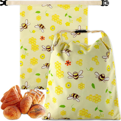 Paquete de 2 bolsas de almacenamiento de pan de cera de abeja reutilizables para masa madre y pan casero