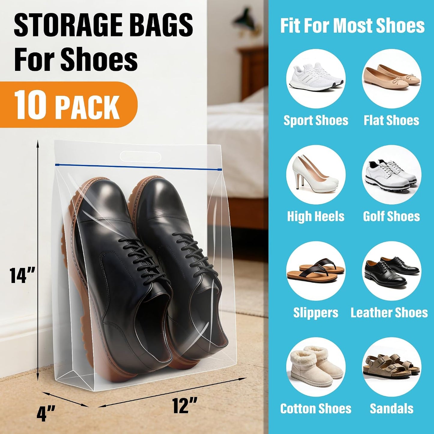 Bolsas zapatos impermeables para viaje 10 pzas transparente