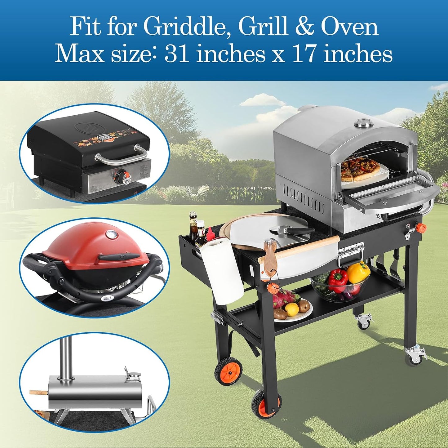 Carrito soporte mesa parrilla Blackstone 17-22pulg 4 ruedas