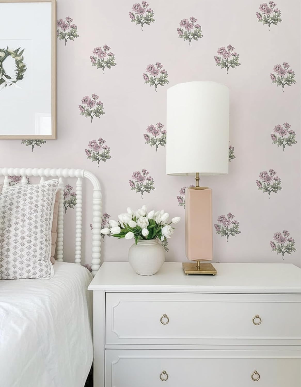 Papel tapiz floral rosa autoadhesivo para dormitorio