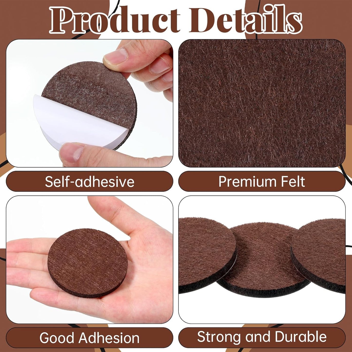 16 Pzas Protectores Muebles Felt Antiarañazos Marrón