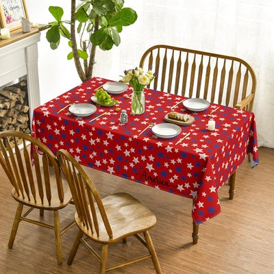 Mantel cuadrado 60 x 60 pulgadas estrellas patrióticas rojo para fiesta