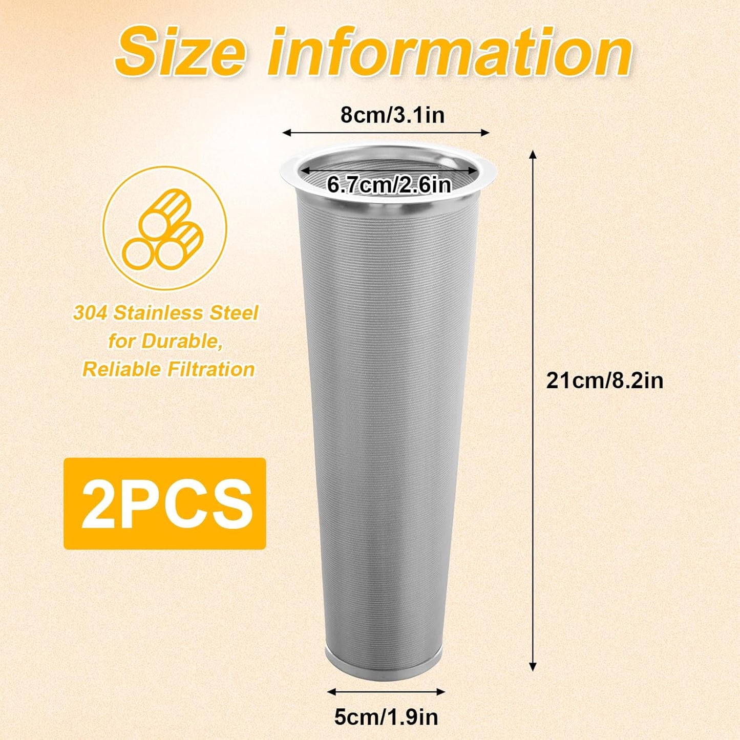 Pack 2 Filtros Café Frío Acero Inox Malla Fina para Tarro Mason