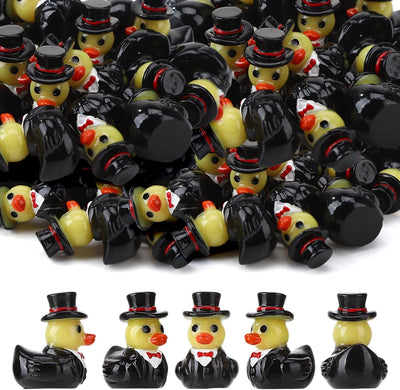 60 figuras pato caballero resina sombrero negro decoración