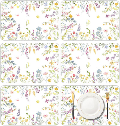 Mantel individual de plástico floral primavera 11 x 16 pulgadas