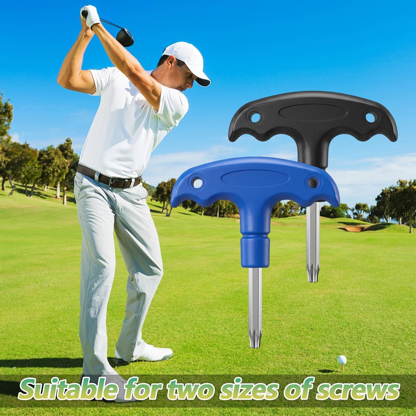 Herramienta para palos de golf con mango plástico ajustable 2 pzas