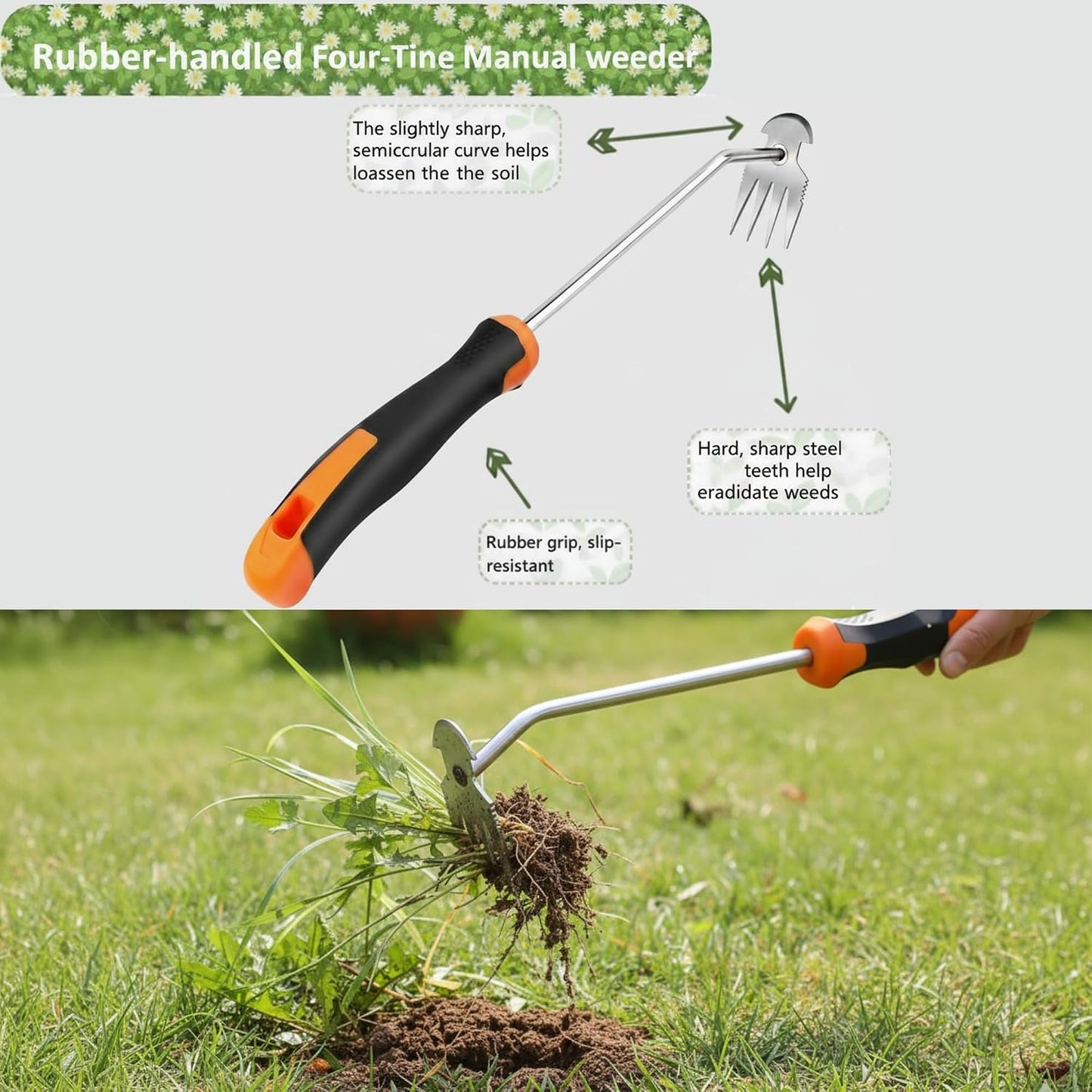 Extractor malezas jardín 4 púas desmalezadora grietas