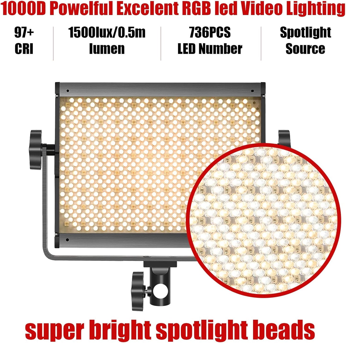 Luz LED RGB estudio con control app CRI 97