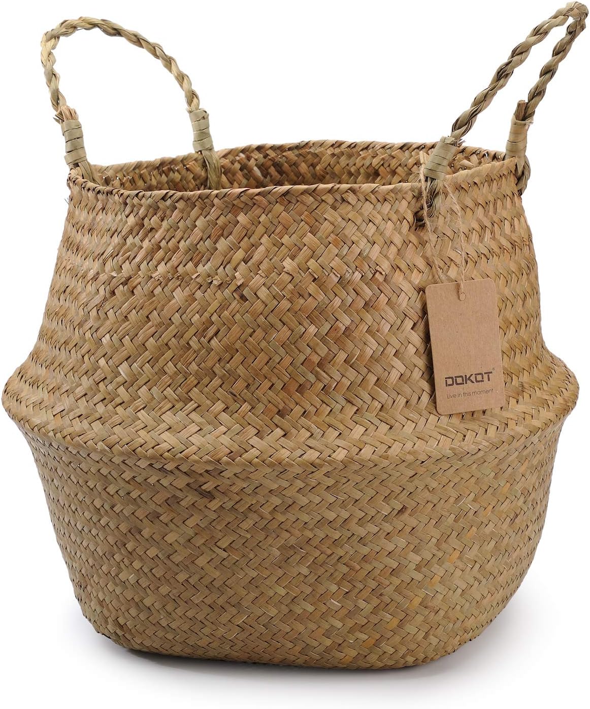 Cesta tejida para plantas hierba marina 7x8pulg