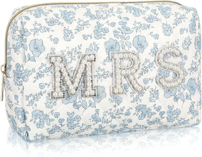 Bolsa maquillaje acolchada con parche floral