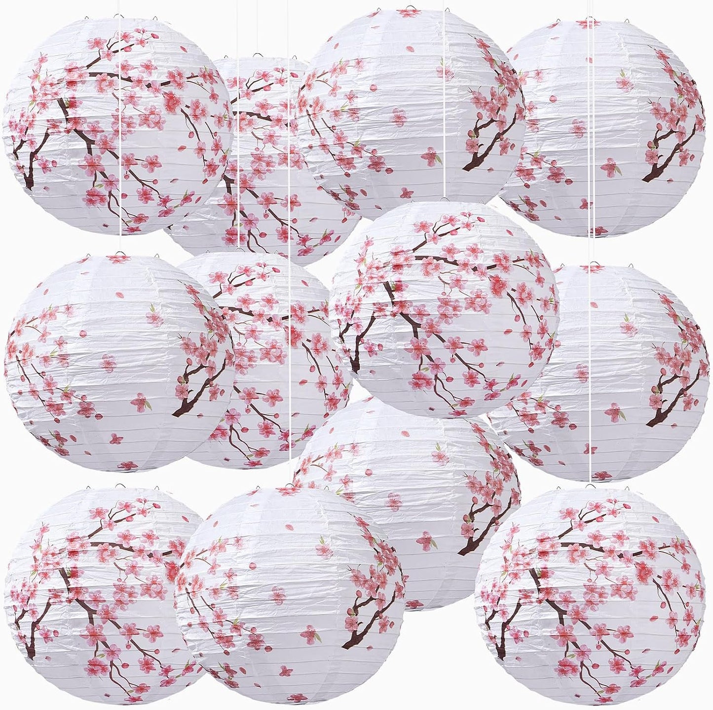 12 Linternas Flor Cerezo 10pulg Decoración Fiesta Té