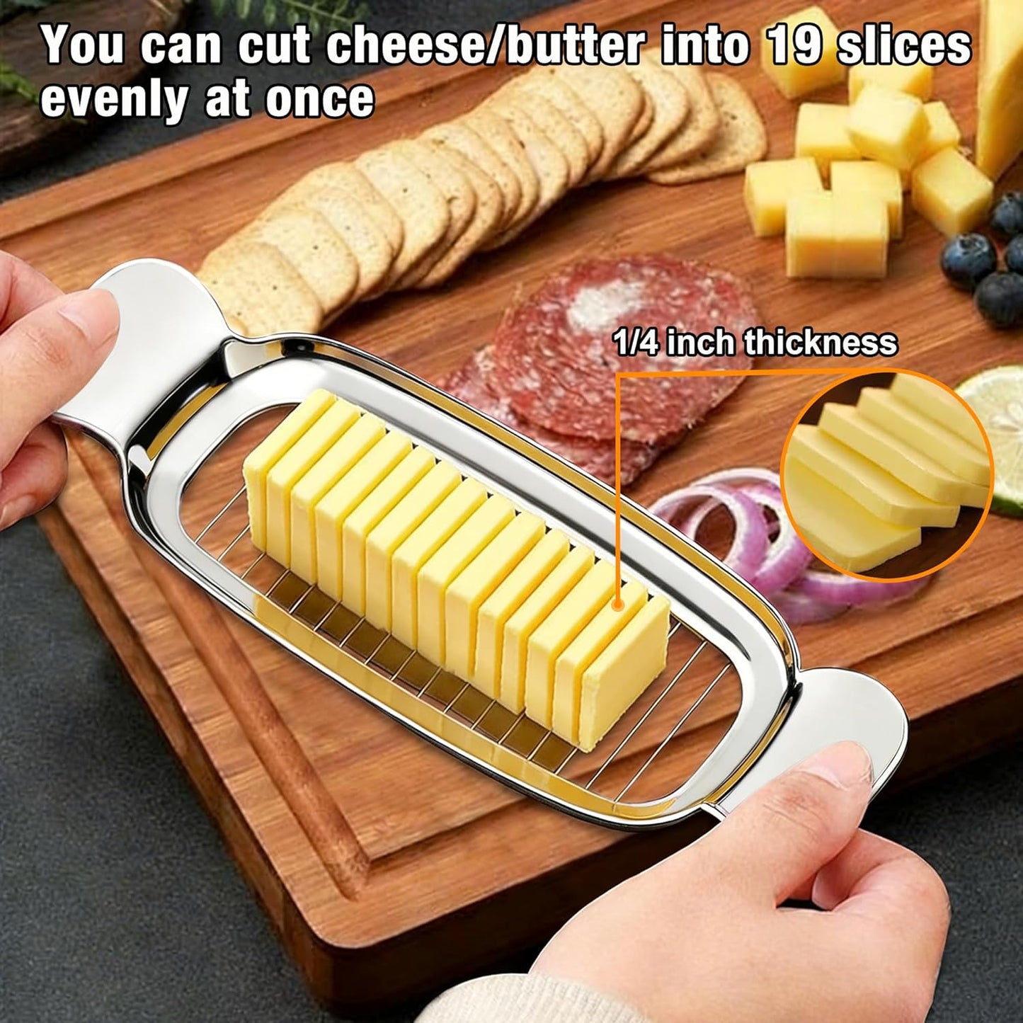 Rebanadoras de mantequilla y queso 3 piezas acero inoxidable con cuchillo