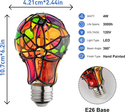 Bombilla vitral E26 4W 120V arco iris multicolor