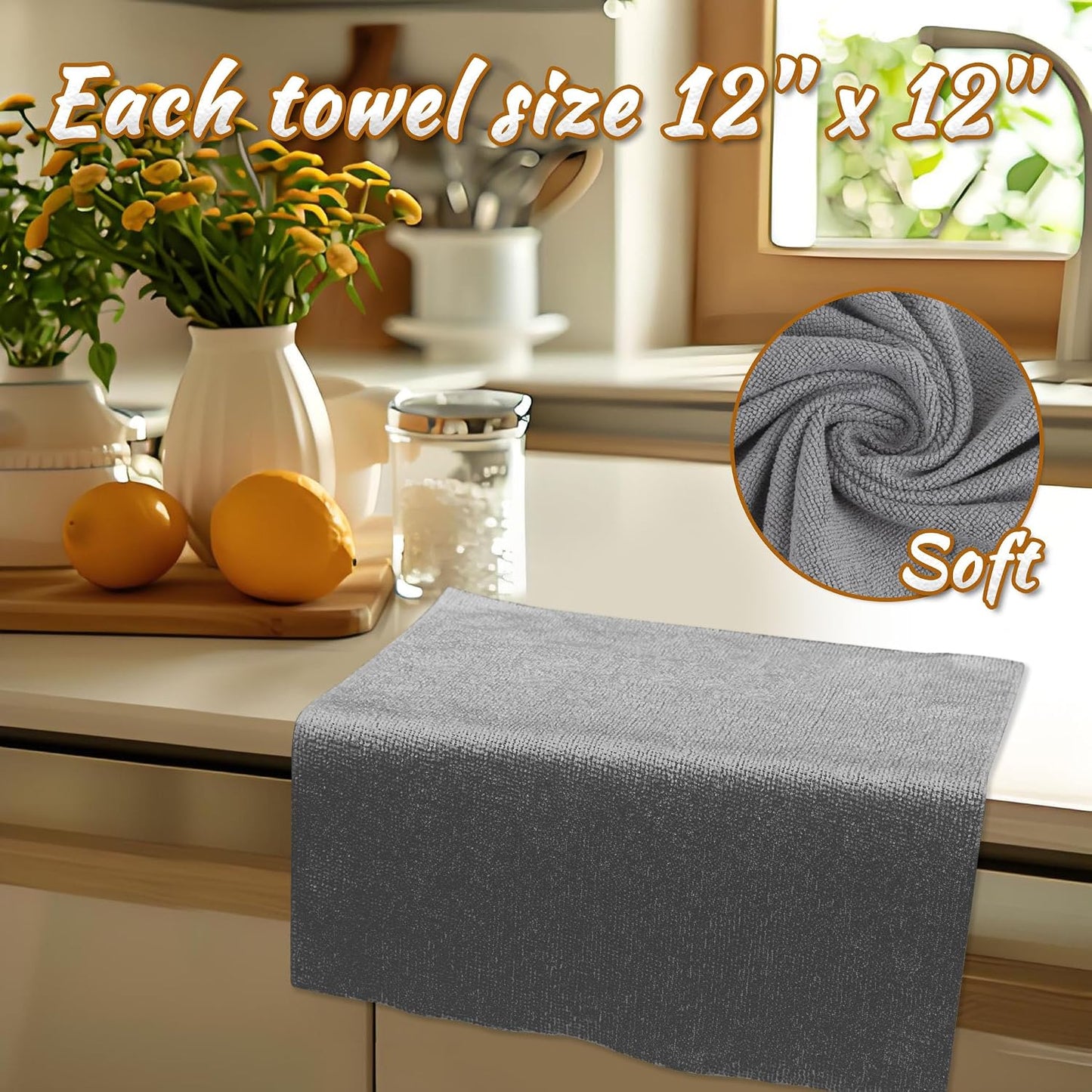 60 Paños Microfibra 12x12pulg Absorbentes Multiusos Sin Pelusas