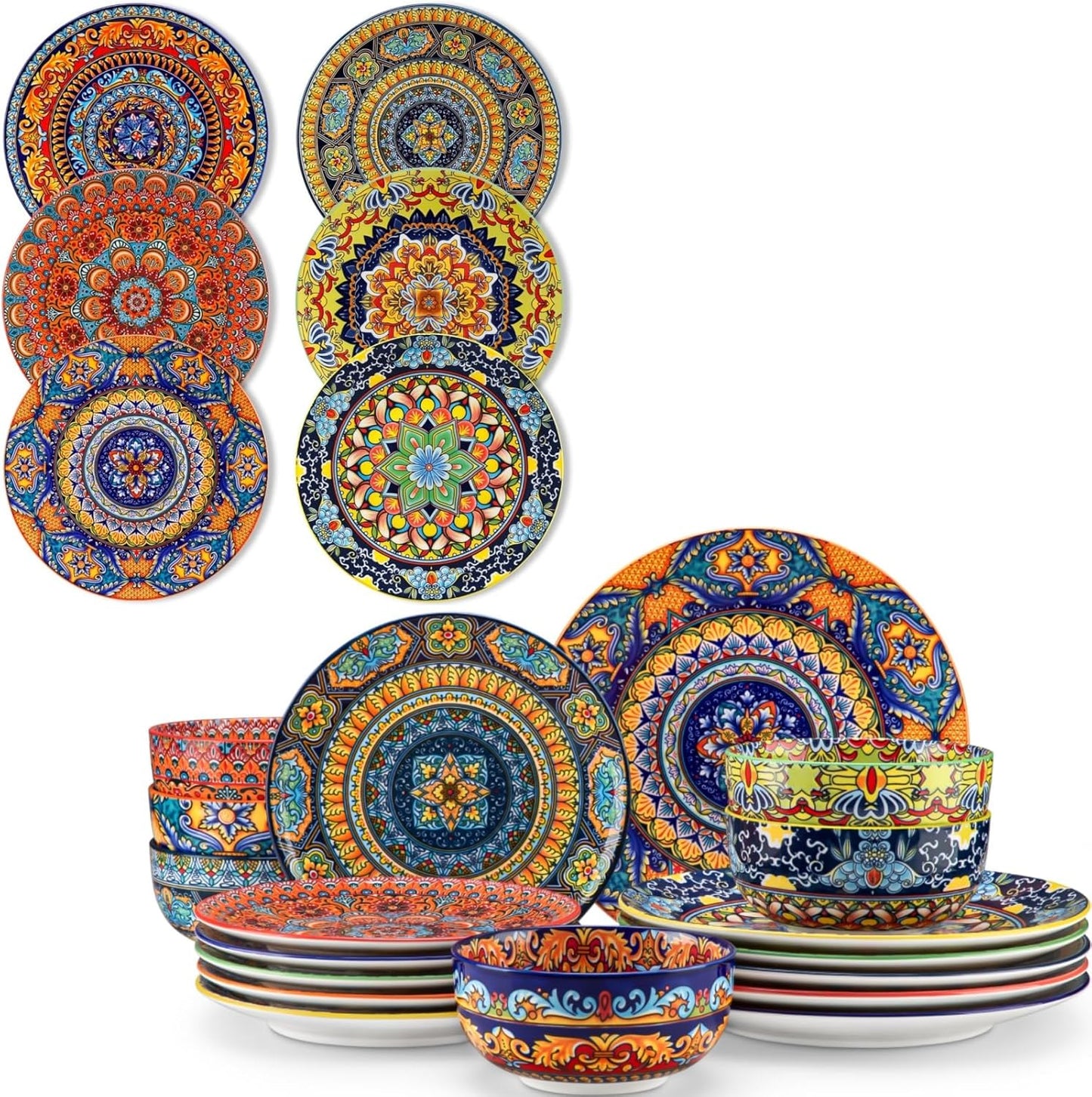Set 18 Pzas Cerámica Plato Servicio 6 Personas Estilo Bohemia