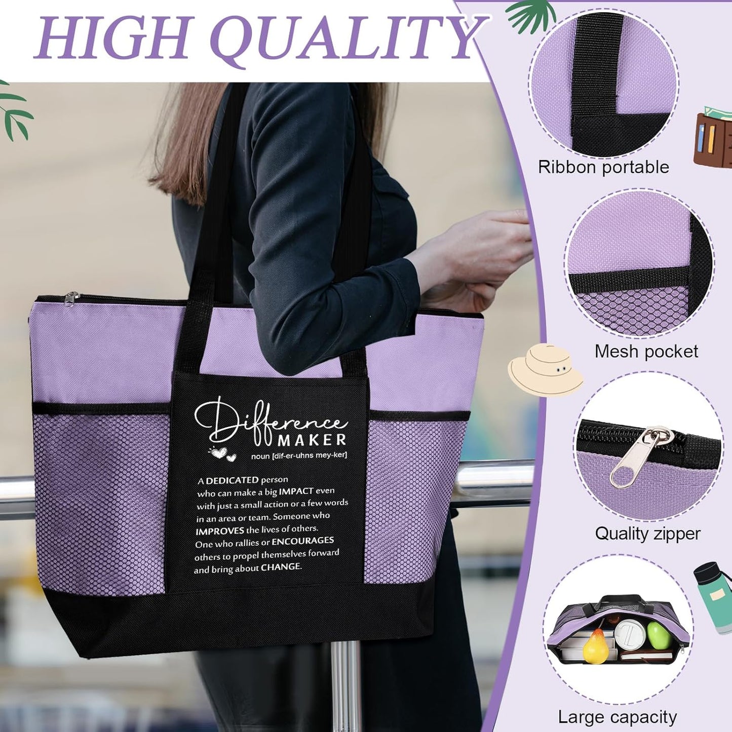 5 regalos para mujeres Meanplan diario, bolsa de maquillaje y bolígrafo con mensaje para enfermeras