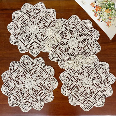 Mantel de encaje bohemio redondo para mesa de 13.8 pulgadas