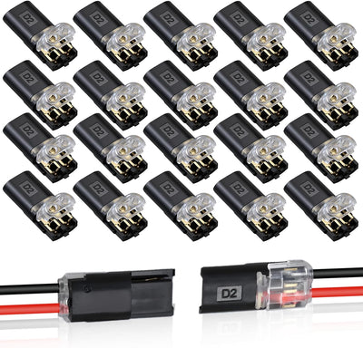 Conector doble alambre LED 2 pines con hebilla bloqueo 20 uds