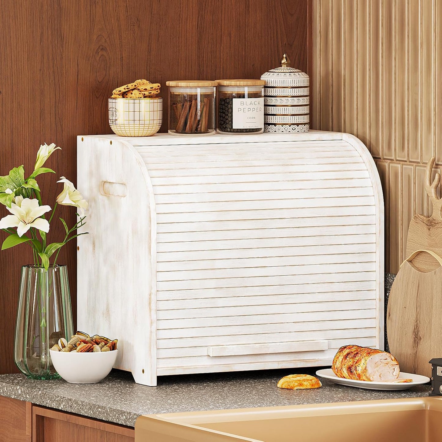 Organiz. pan de bambú 2 capas encimera cocina