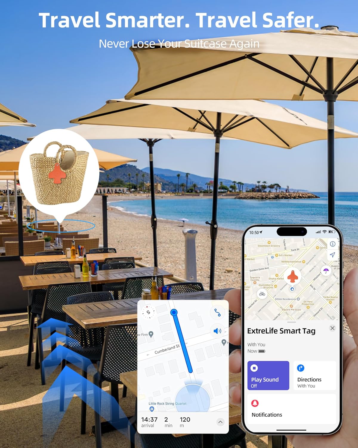 Etiquetas equipaje Bluetooth con Find My recargable cuero