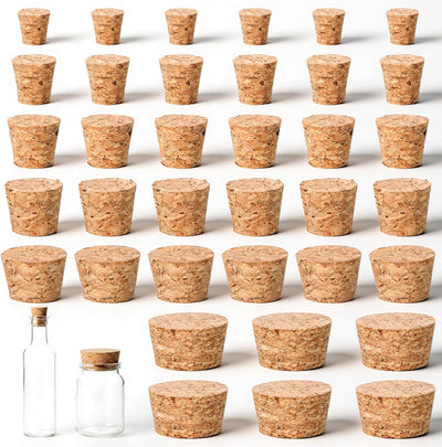 36 Tapones Corcho Natural Vidrio 6 Tamaños Cónicos Madera